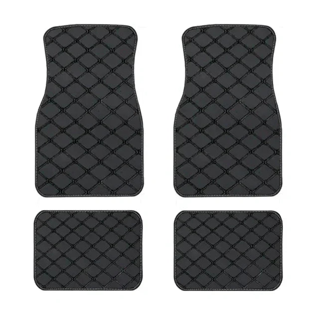 4-Piece Universal PU Leather Car Floor Mats - Waterproof Front & Rear Protection Set