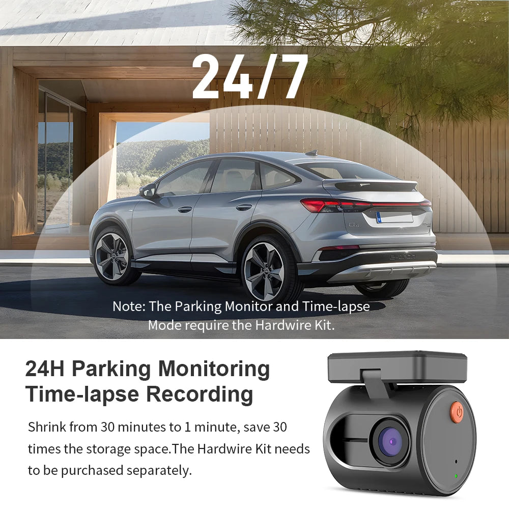 KAWA MINI 3 Dash Camera - 2K QHD with Voice Control & WiFi App Monitor