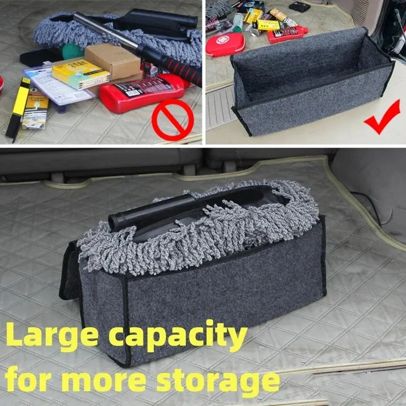 Large Car Trunk Organizer - Anti-Slip Felt Storage Box with Boot Compartment