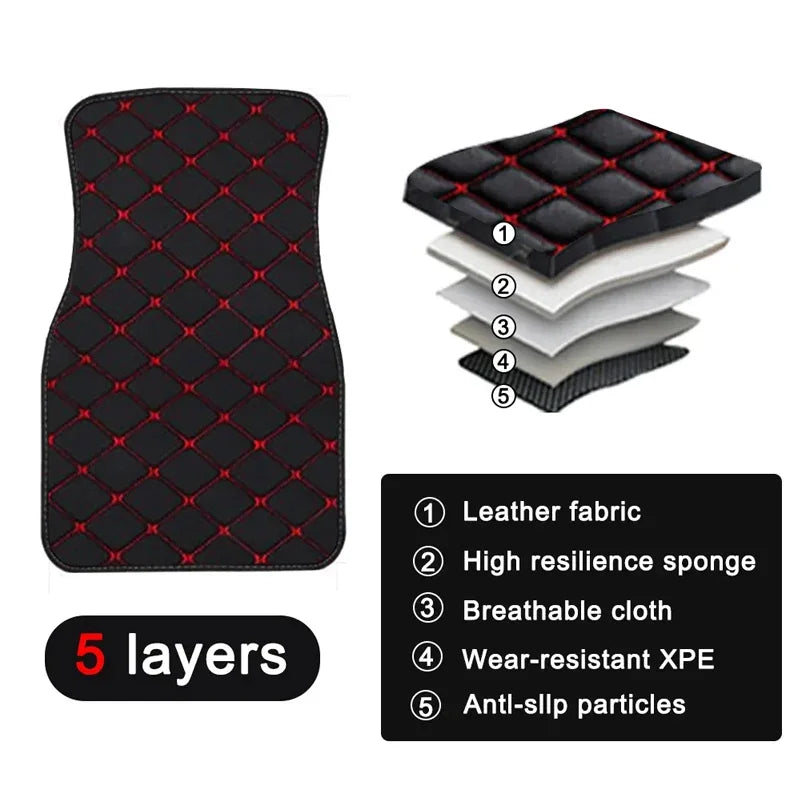 4-Piece Universal PU Leather Car Floor Mats - Waterproof Front & Rear Protection Set