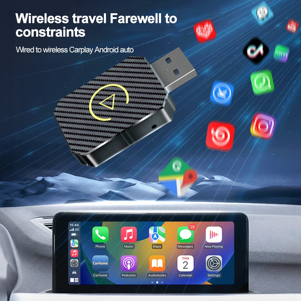2-in-1 Wireless CarPlay Adapter - Convert Wired to Wireless for Apple & Android