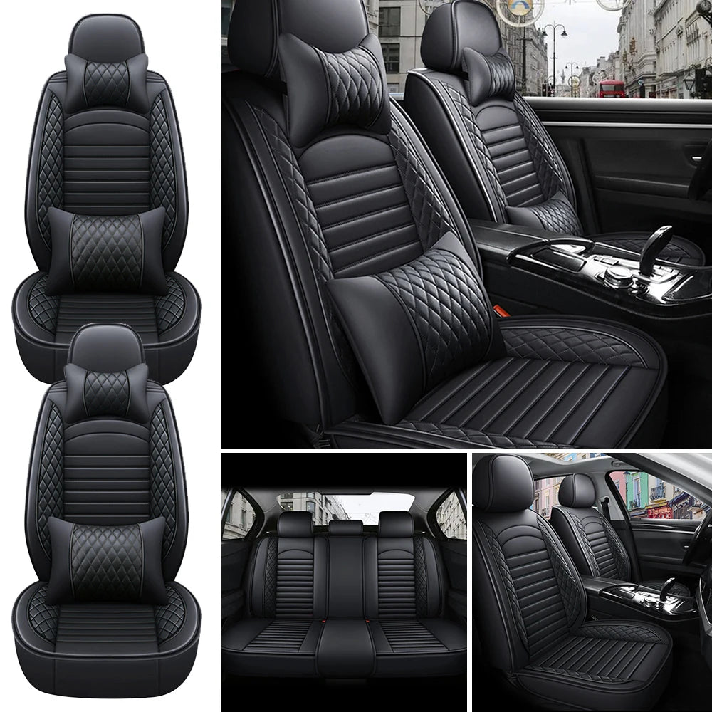 5-Seat Complete PU Leather Car Seat Cover Set - Full Interior Protection Kit