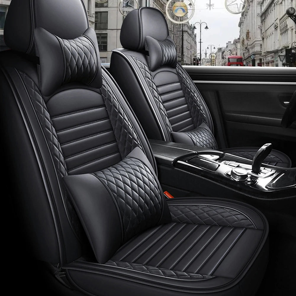 5-Seat Complete PU Leather Car Seat Cover Set - Full Interior Protection Kit