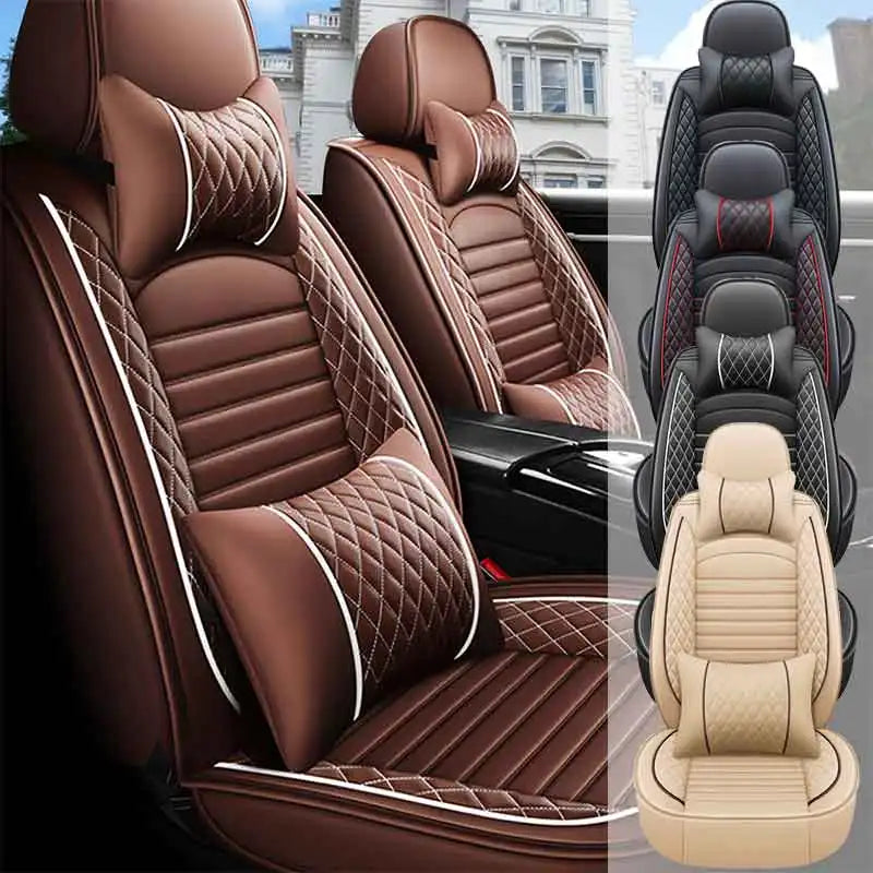 5-Seat Complete PU Leather Car Seat Cover Set - Full Interior Protection Kit