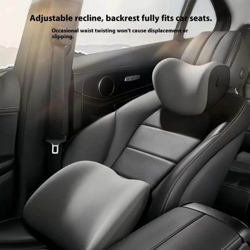 Memory Foam Car Headrest & Lumbar Support Set - Ergonomic Neck Pillow & Back Cushion