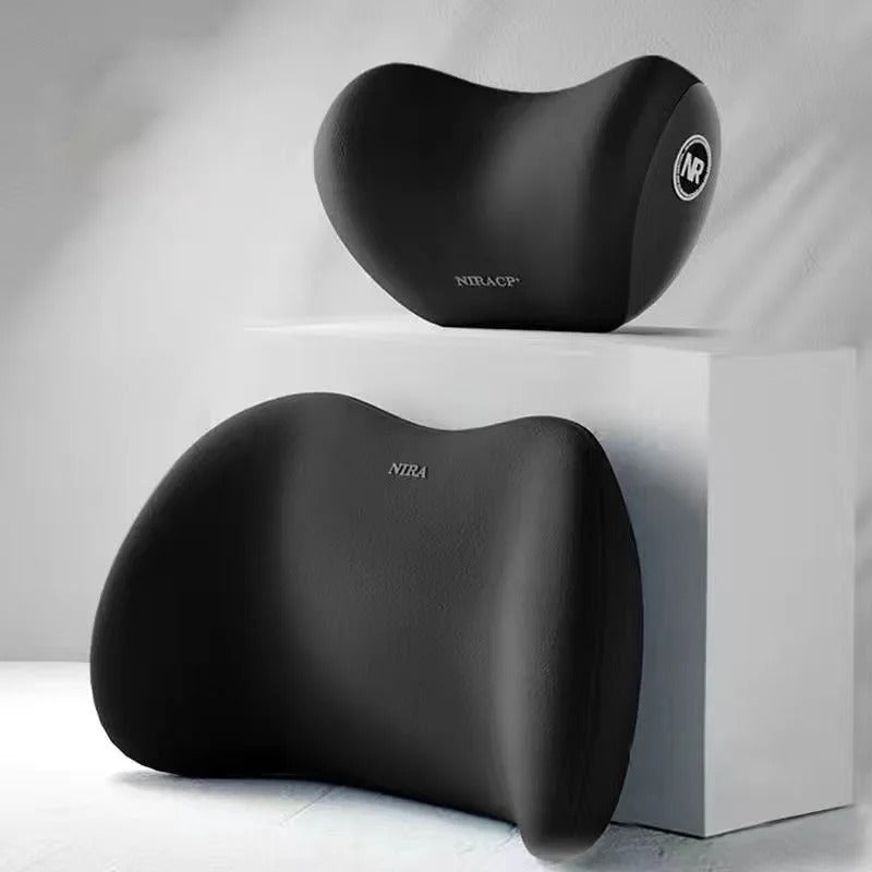 Memory Foam Car Headrest & Lumbar Support Set - Ergonomic Neck Pillow & Back Cushion