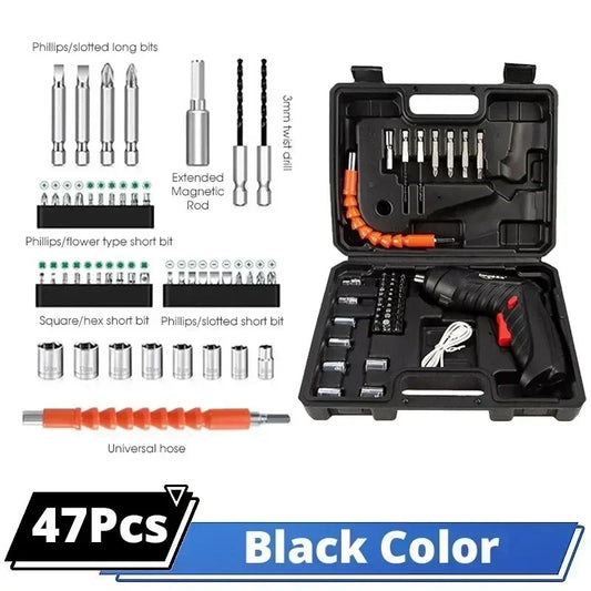 Cordless Electric Screwdriver Set 3.6V - 47-in-1 Power Tool Kit