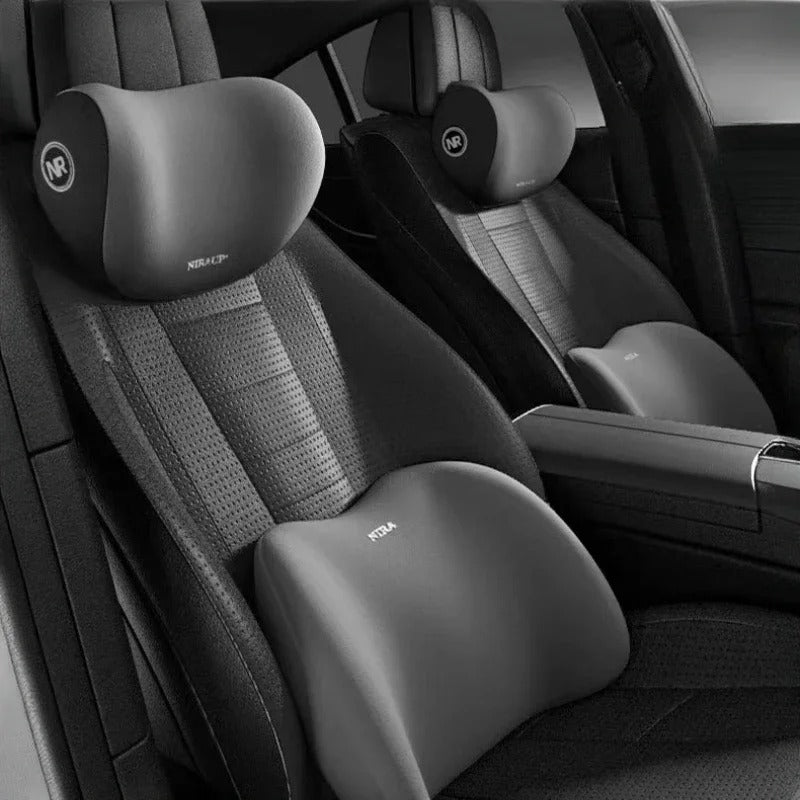 Memory Foam Car Headrest & Lumbar Support Set - Ergonomic Neck Pillow & Back Cushion