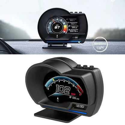 Digital HUD Head-Up Display - OBD2+GPS Car Speedometer with Speed Warning