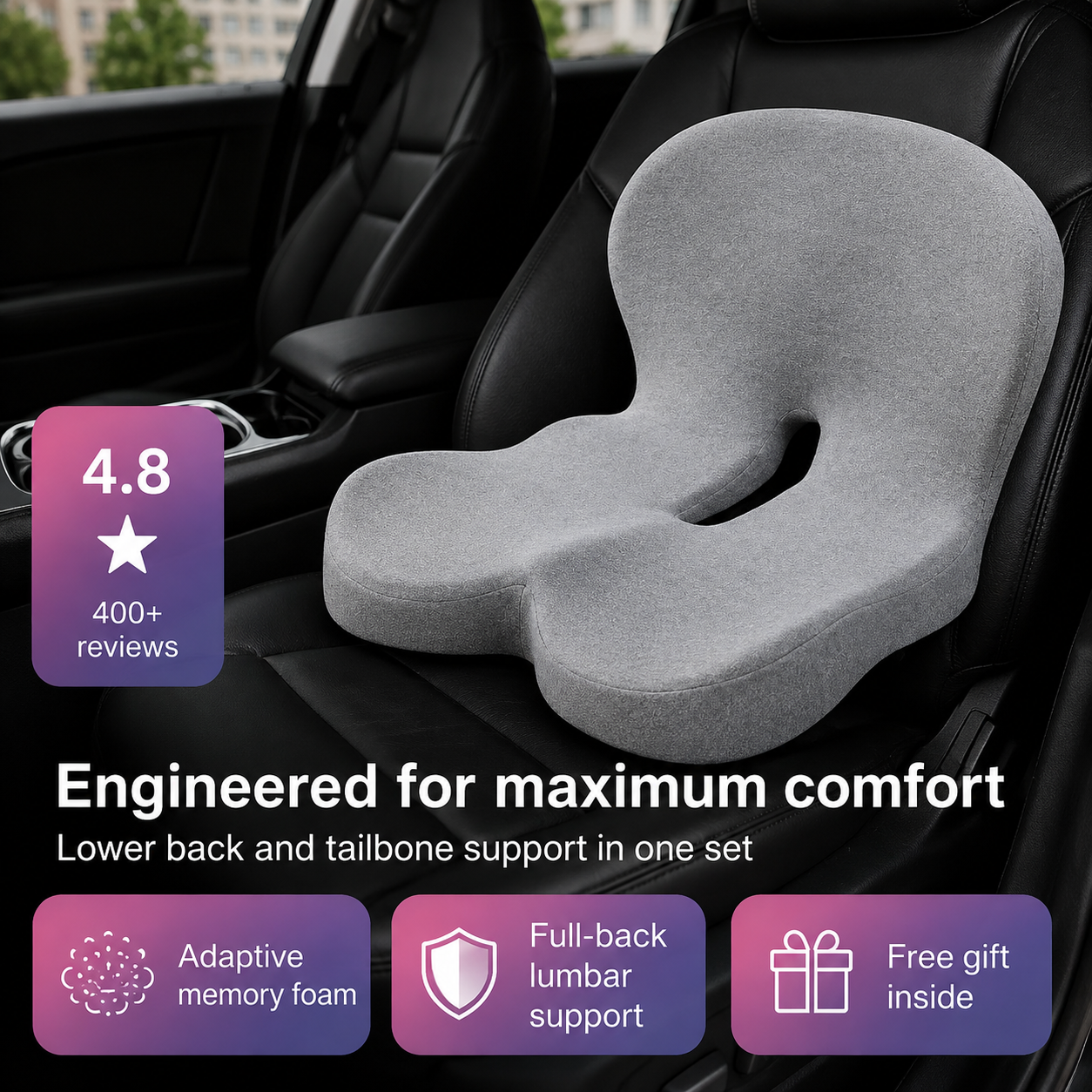 Memory Foam Seat & Back Support Cushion
