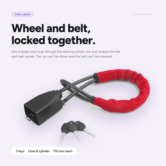 Car Steering Wheel Lock - Reinforced Cable Anti-Theft Deterrent