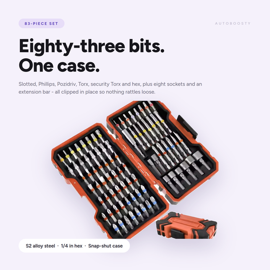 83-Piece S2 Steel Impact Bit Set