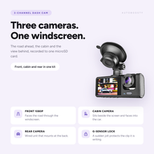 3-Channel Dash Cam - Front, Cabin and Rear