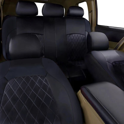 All-Season Quilted PU Leather Car Seat Covers - Full 5-Seat Protection Set