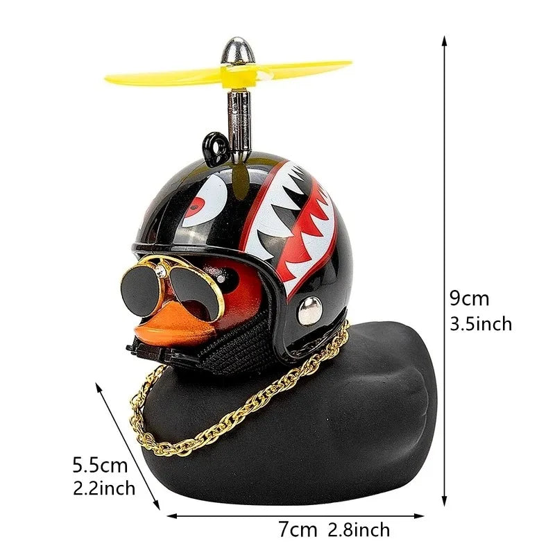 Rubber Duck Car Dashboard Ornament with Propeller Helmet - Cute Auto Decoration