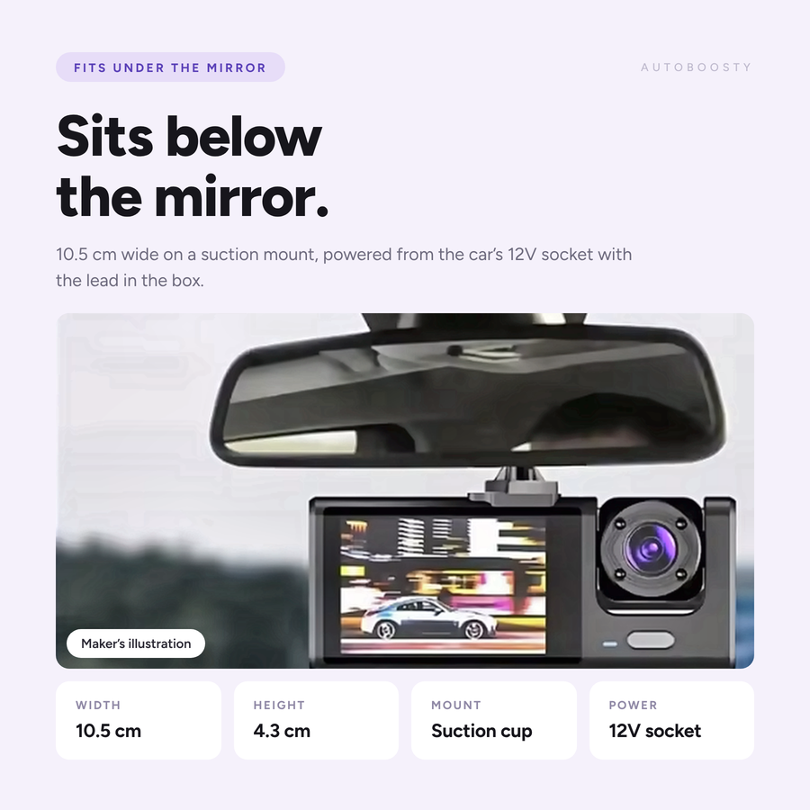 3-Channel Dash Cam - Front, Cabin and Rear