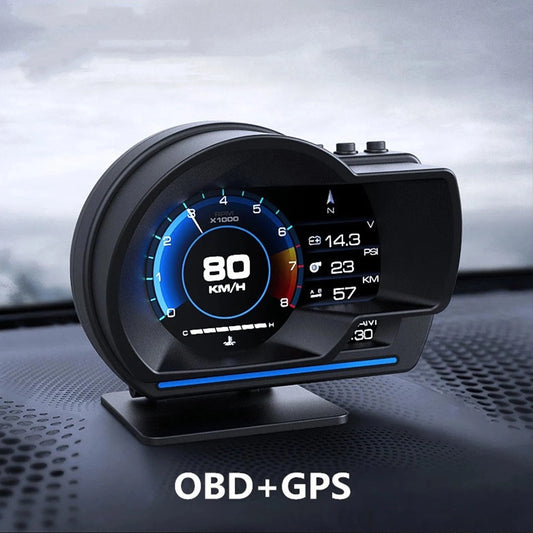 Digital HUD Head-Up Display - OBD2+GPS Car Speedometer with Speed Warning