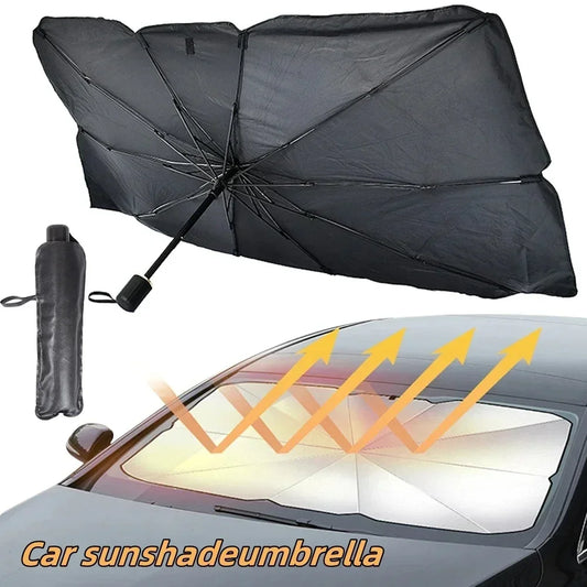 Car Front Window Sun Shade - UV Protection Windshield Sunshade with 10-Rib Structure