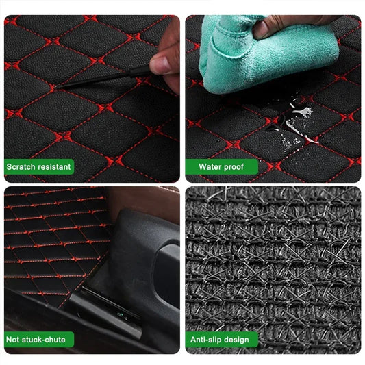 4-Piece Universal PU Leather Car Floor Mats - Waterproof Front & Rear Protection Set