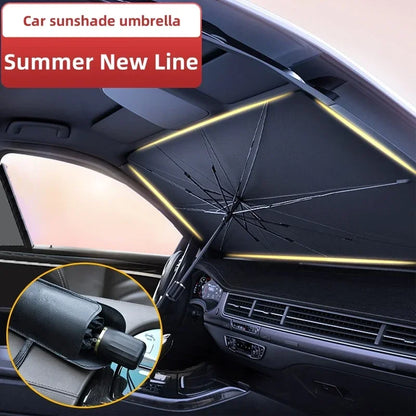 Car Sun Umbrella Shield Telescopic Umbrella Handle Sun Screen Front Block Protection Heat Insulation Can Be Bent Shading Curtain