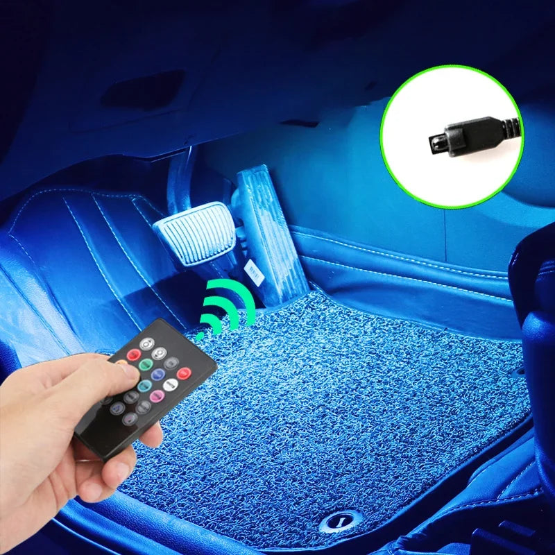 RGB LED Car Interior Strip Lights - Music Control Ambient Lighting Kit with Remote & App
