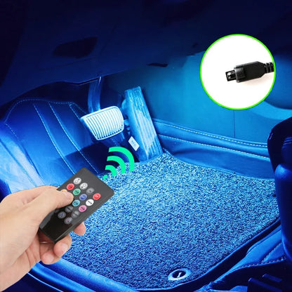 RGB LED Car Interior Strip Lights - Music Control Ambient Lighting Kit with Remote & App