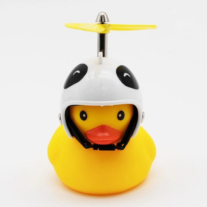 Rubber Duck Car Dashboard Ornament with Propeller Helmet - Cute Auto Decoration