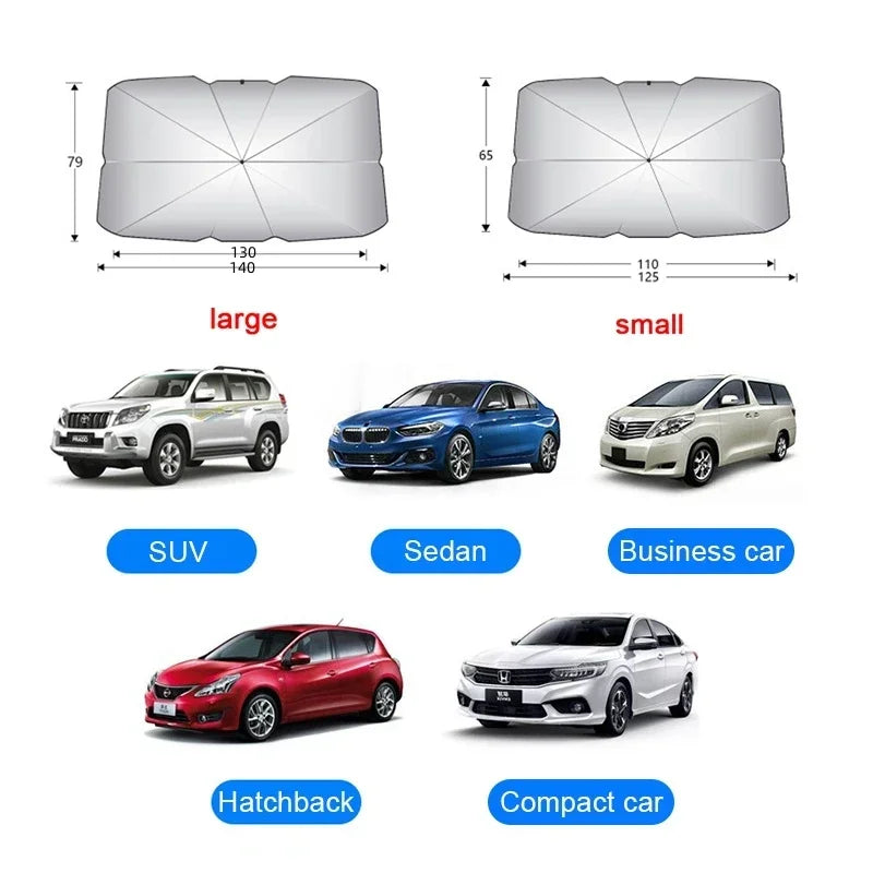 Car Sun Umbrella Shield Telescopic Umbrella Handle Sun Screen Front Block Protection Heat Insulation Can Be Bent Shading Curtain