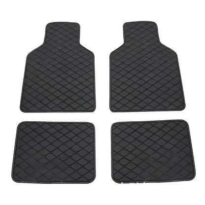 Car Floor Mats 4-Piece Set - Premium Artificial Leather with Anti-Slip Design