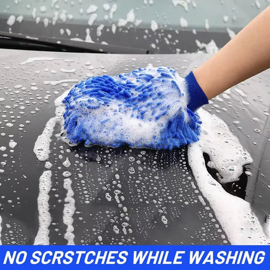 Chenille Car Wash Gloves - Ultra-Soft Microfiber Cleaning Mitts (1-2 Piece Set)