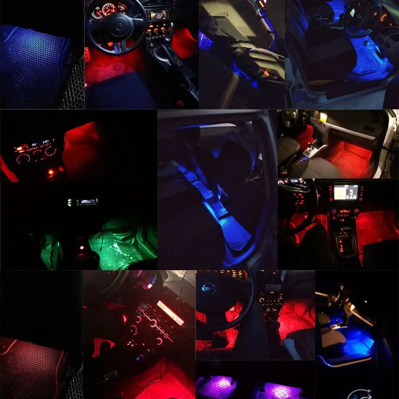 RGB LED Car Interior Strip Lights - Music Control Ambient Lighting Kit with Remote & App