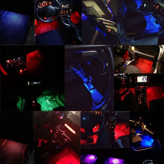 RGB LED Car Interior Strip Lights - Music Control Ambient Lighting Kit with Remote & App