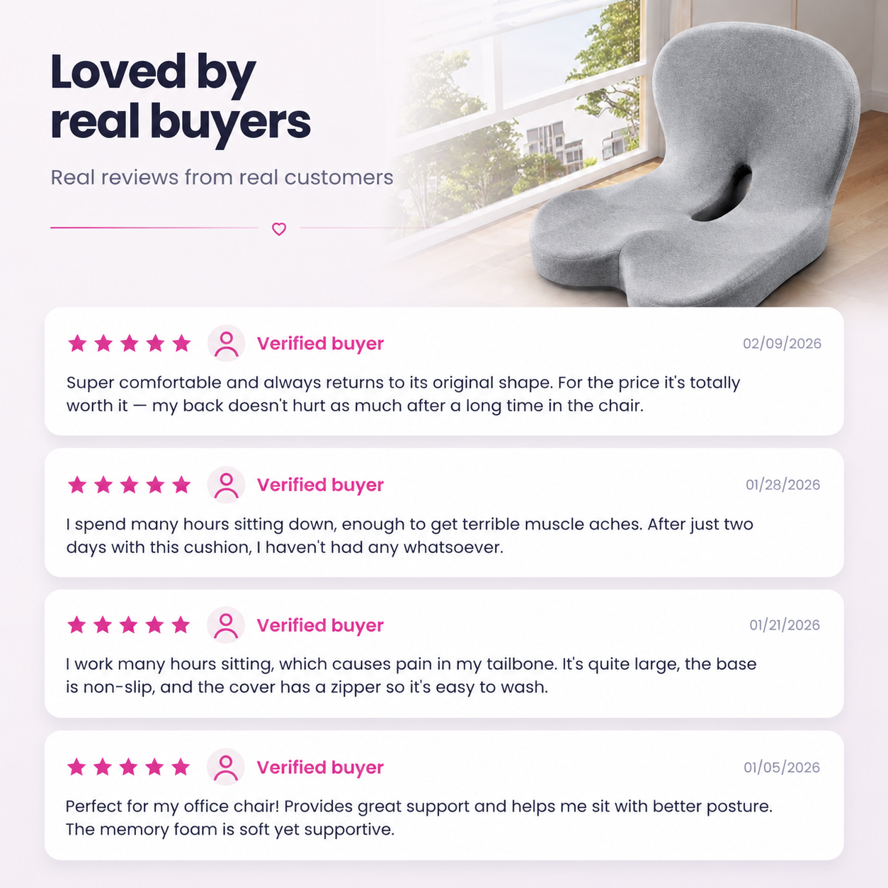 Memory Foam Seat & Back Support Cushion