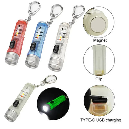 Mini Keychain Flashlight S11 - 400LM Rechargeable with Magnetic Base & UV Light