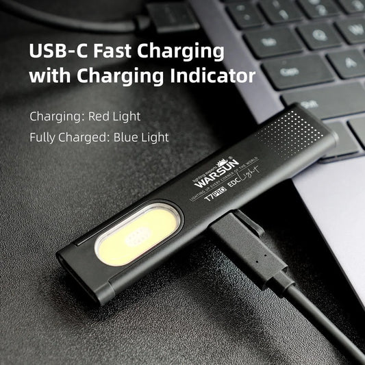 Warsun T7 LED Keychain Flashlight - 600Lm USB-C Rechargeable with Magnetic Base