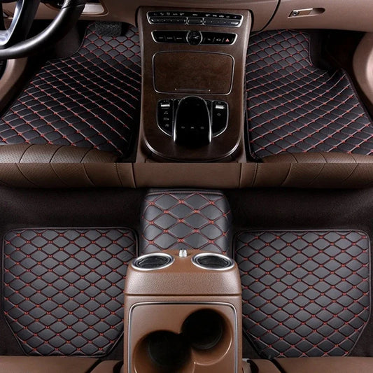 5-Piece Universal PU Leather Car Floor Mats - Waterproof Auto Interior Protection