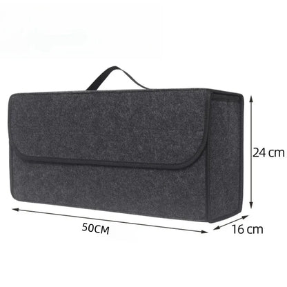 Large Car Trunk Organizer - Anti-Slip Felt Storage Box with Boot Compartment