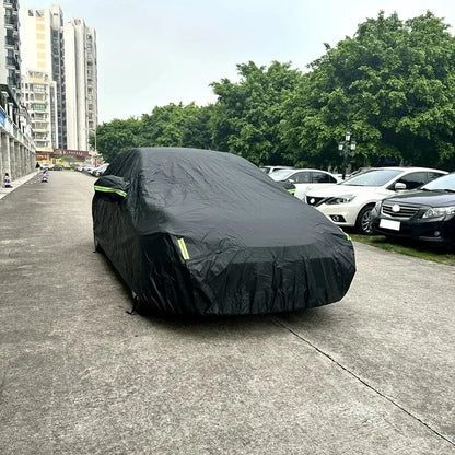 Black Car Cover with Reflective Strips - Universal Full Exterior Protection