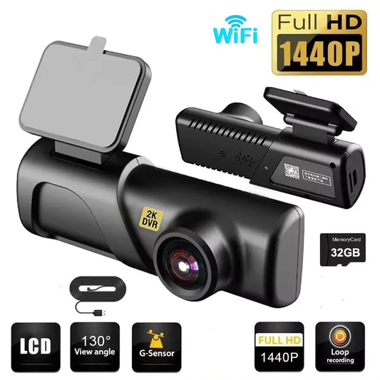 Czsky 2K 1440P WiFi Dash Cam - Voice Control DVR with Night Vision & 24H Parking Mode