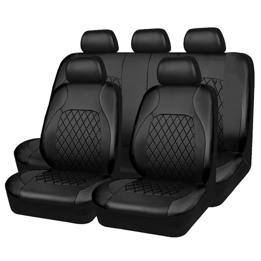 All-Season Quilted PU Leather Car Seat Covers - Full 5-Seat Protection Set