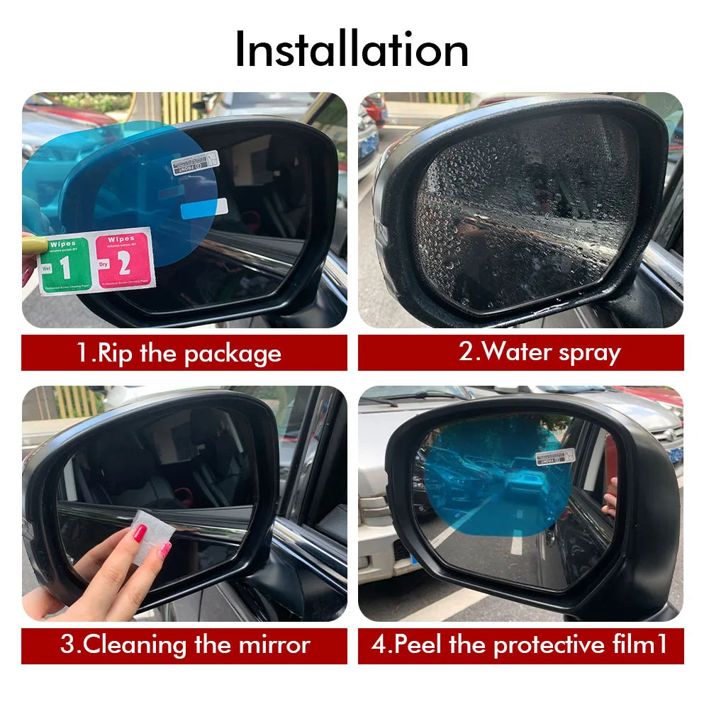Car Rearview Mirror Rainproof Film - Anti-Fog Clear Protection for All Weather