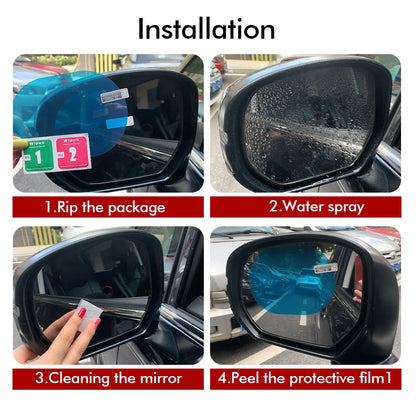 Car Rearview Mirror Rainproof Film - Anti-Fog Clear Protection for All Weather