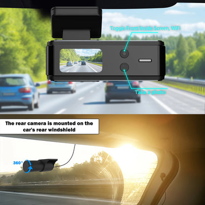 Aprilboy 4K WiFi Dash Cam - Dual Lens Front & Rear with Night Vision & 24H Parking Monitor