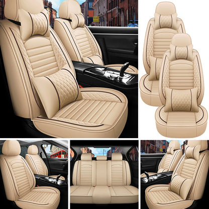 5-Seat Complete PU Leather Car Seat Cover Set - Full Interior Protection Kit