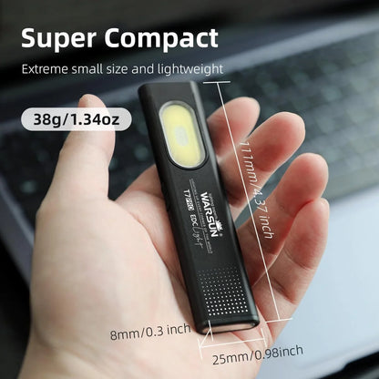 Warsun T7 LED Keychain Flashlight - 600Lm USB-C Rechargeable with Magnetic Base