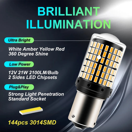 2-Piece 144SMD LED Bulb Set - CanBus Compatible Turn Signal & Brake Lights