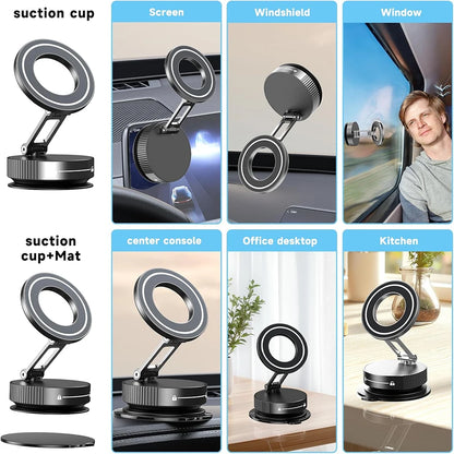 N52 Magnetic Phone Holder - 360° Rotatable with Vacuum Suction Cup