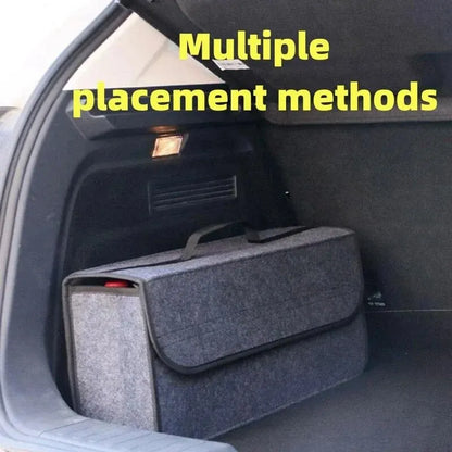 Large Car Trunk Organizer - Anti-Slip Felt Storage Box with Boot Compartment