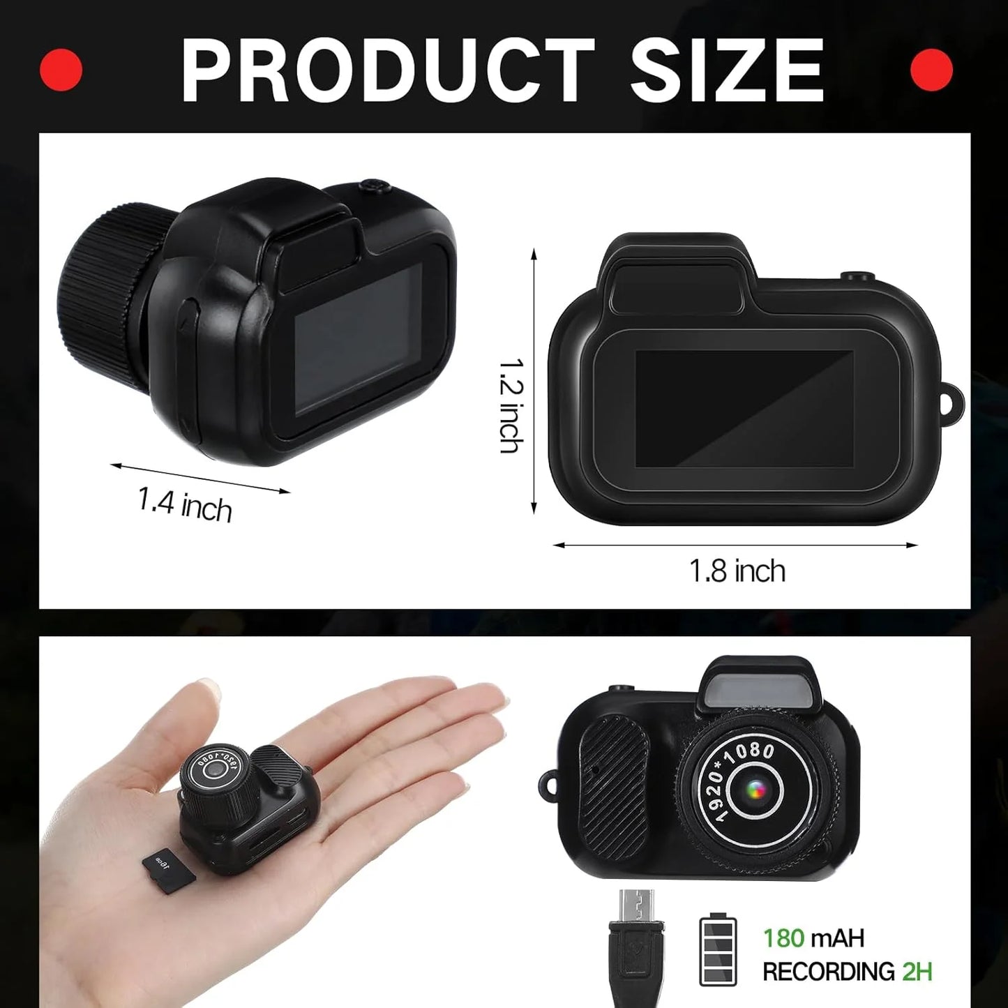Retro Mini Camera Y3000 - 1080P HD Portable with 0.96" Screen & 8 Filters
