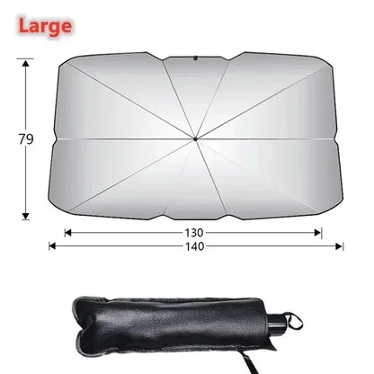 Car Front Window Sun Shade - UV Protection Windshield Sunshade with 10-Rib Structure